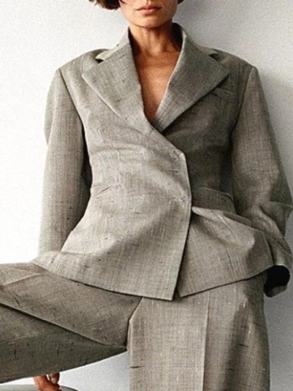 Zara Taupe Wide-Leg Tailored Suit - Picture 2 of 13